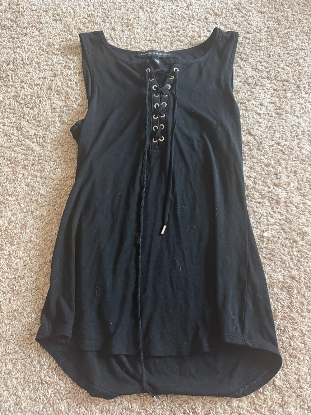 White House Black Market Black Lace-Up High-Low Tank